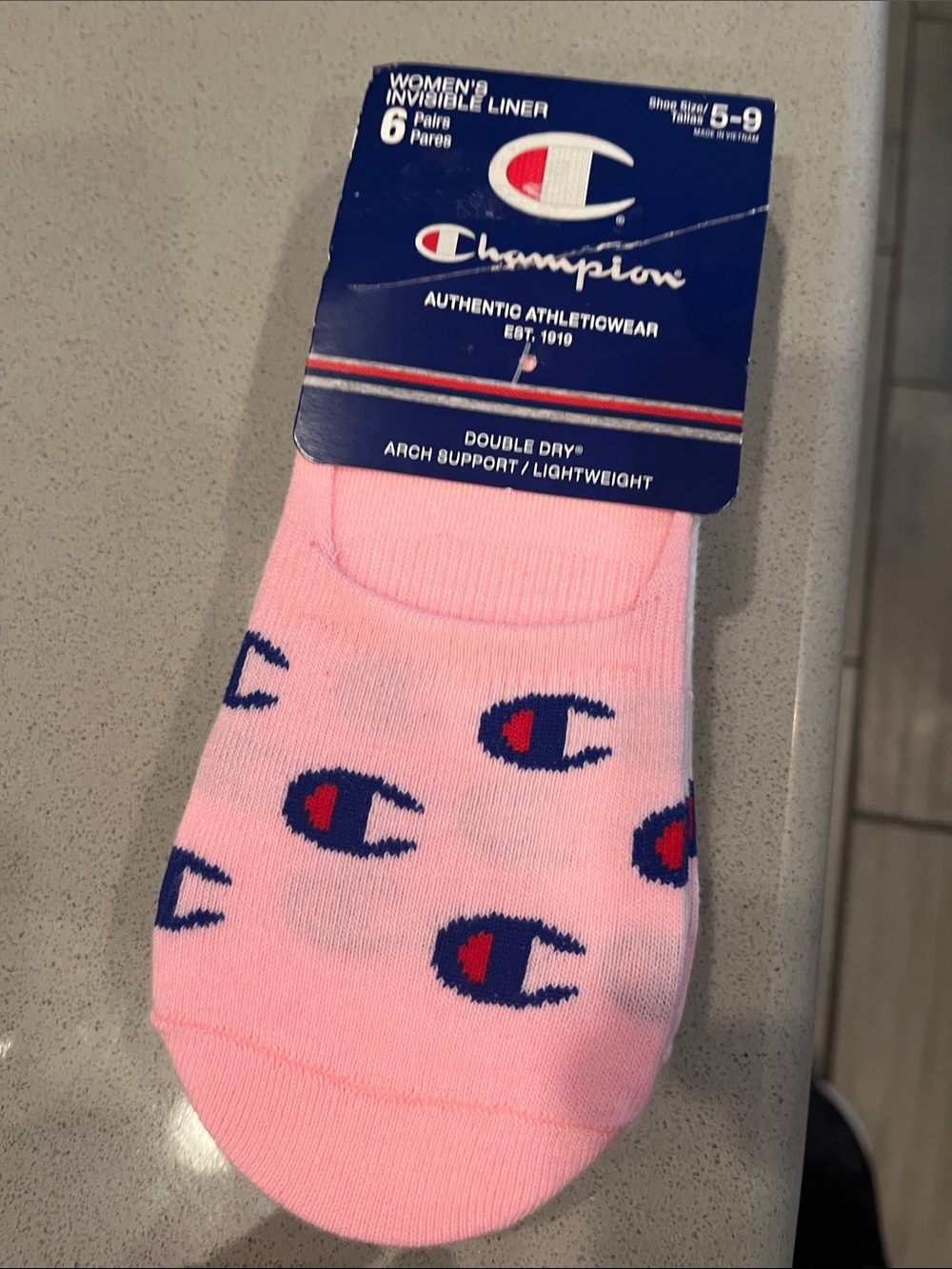 Champion Women's Invisible Liner Socks5-9 6pk- Pink, gray, white and black pairs